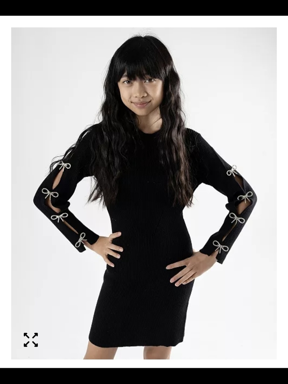 Ella Black Knit Dress with Sleeve Bow Cutouts